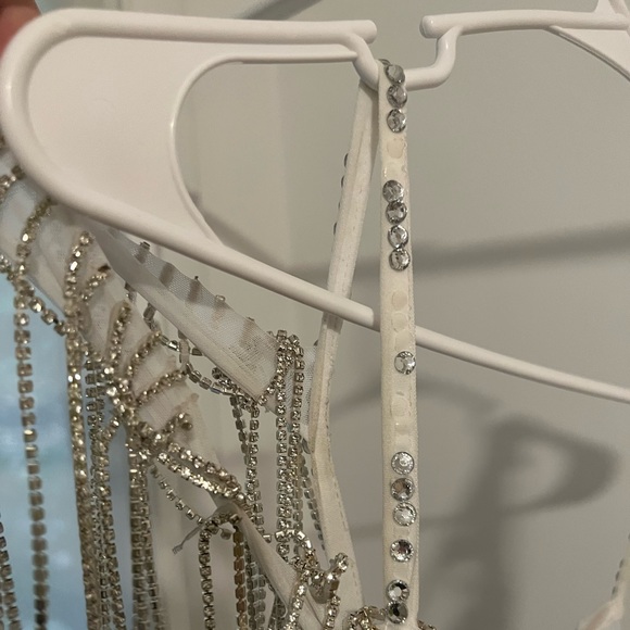 Rhinestone Dress/Bodysuit in White - Picture 7 of 11